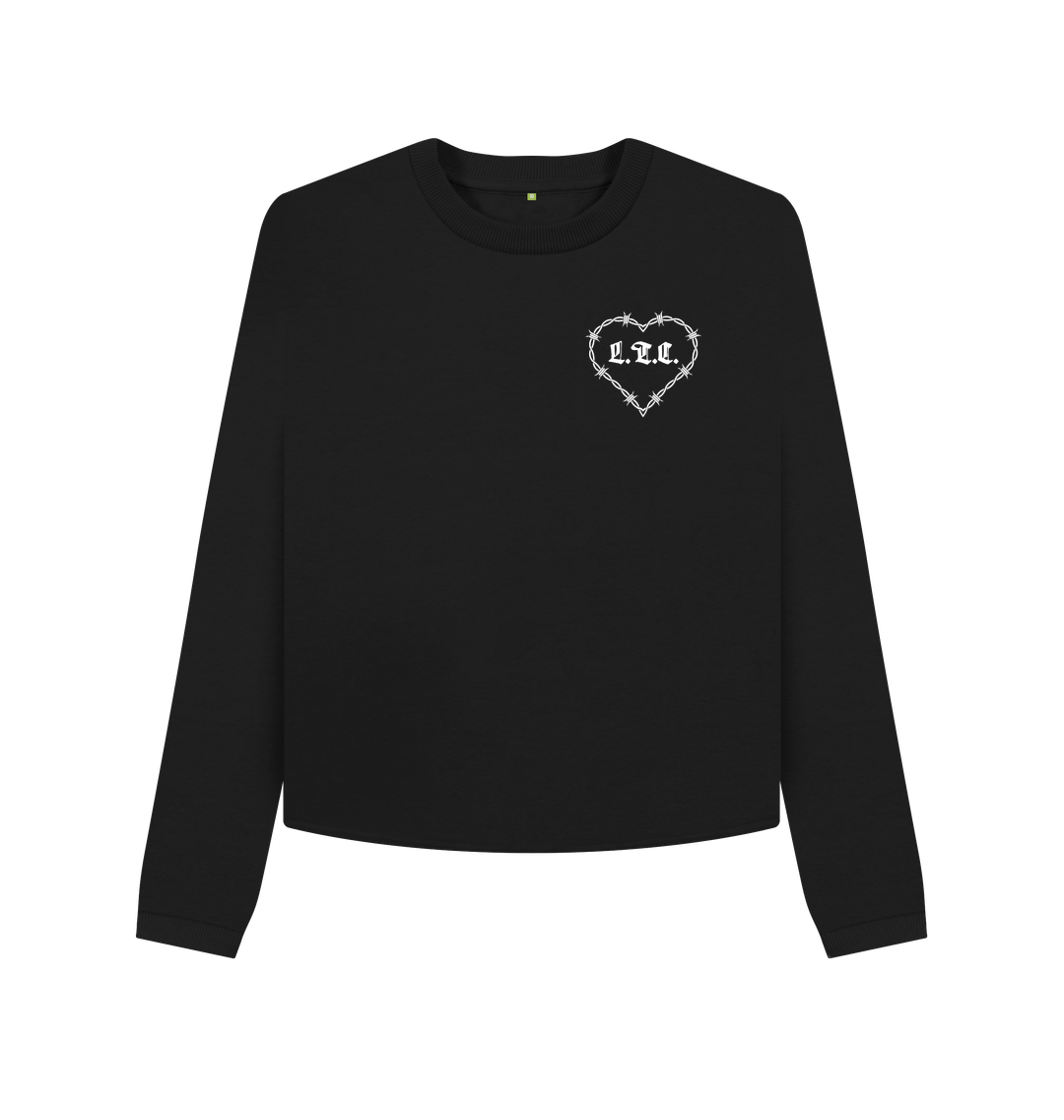 Black Barbed Heart Women's Boxy Sweatshirt
