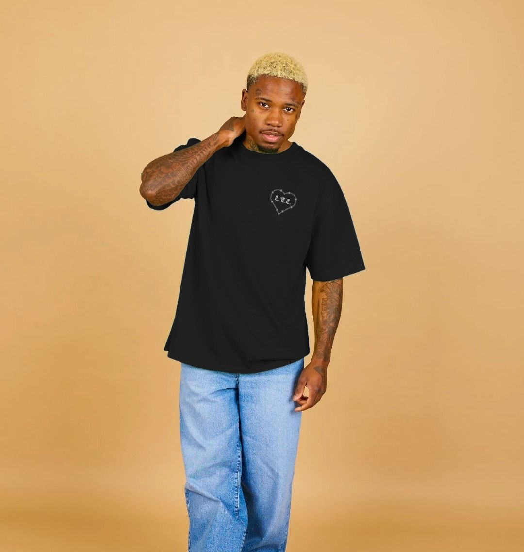 Barbed Heart Oversized Tee - Black