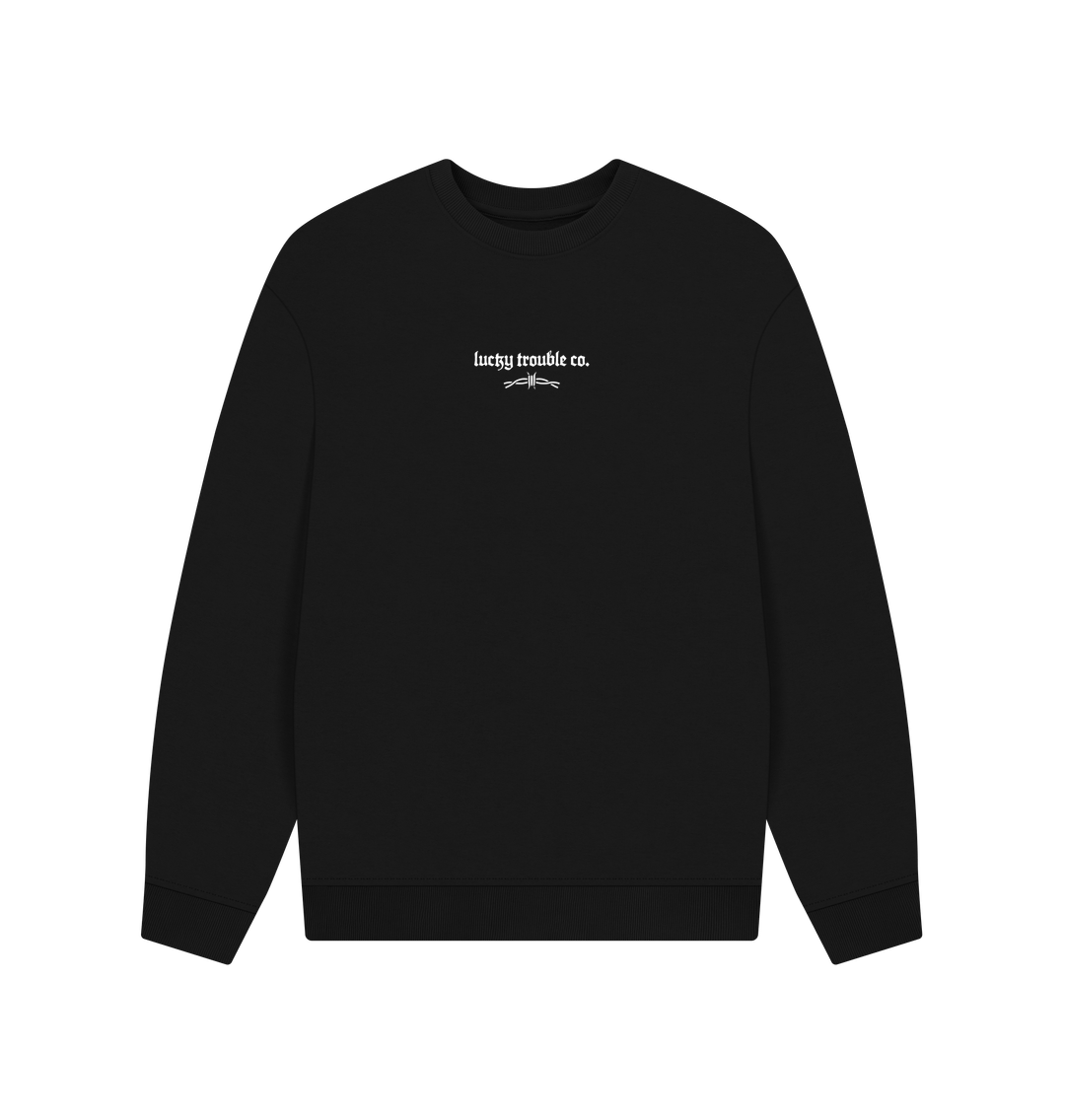 Black Logo Oversized Crew Neck Sweatshirt
