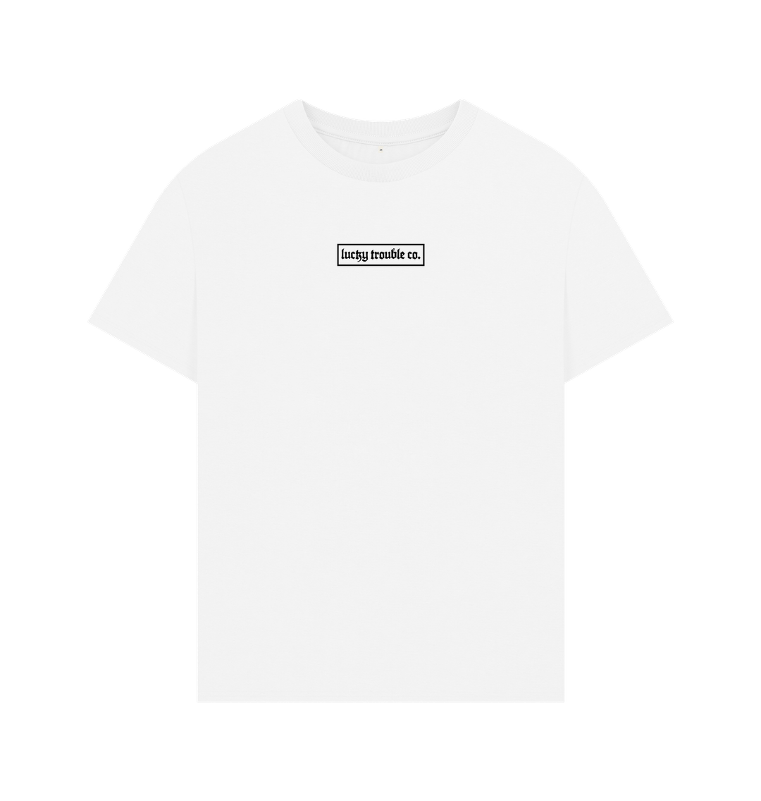 White \"Good Fortune\" Oversized Tee - White\/Green