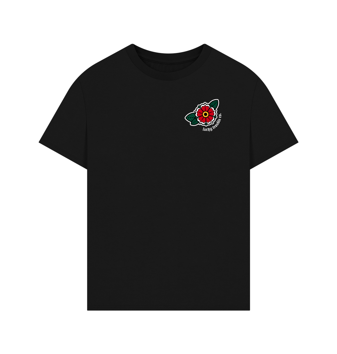 Black Skull & Flowers Oversized Tee