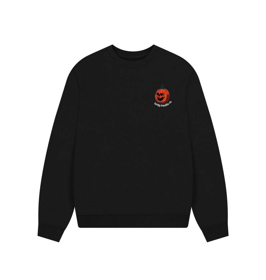 Black Women's Halloween 2024 Pumpkin Oversized Sweatshirt
