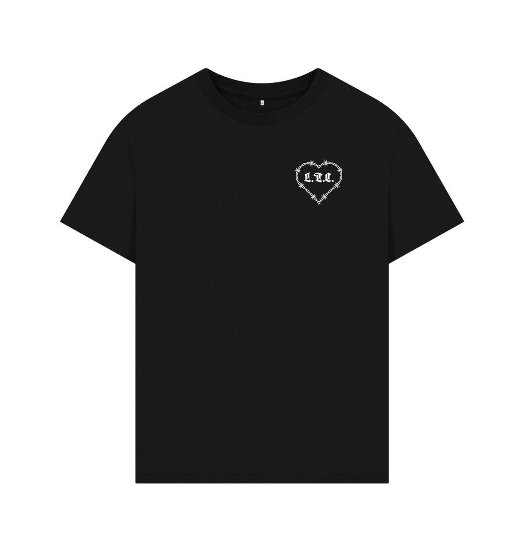 Black Barbed Heart Oversized Tee - Black