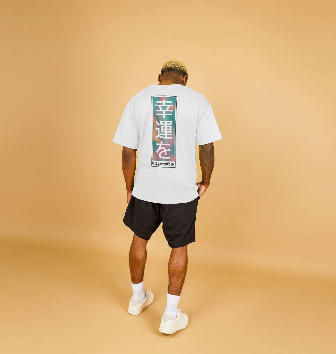 "Good Fortune" Oversized Tee - White/Green