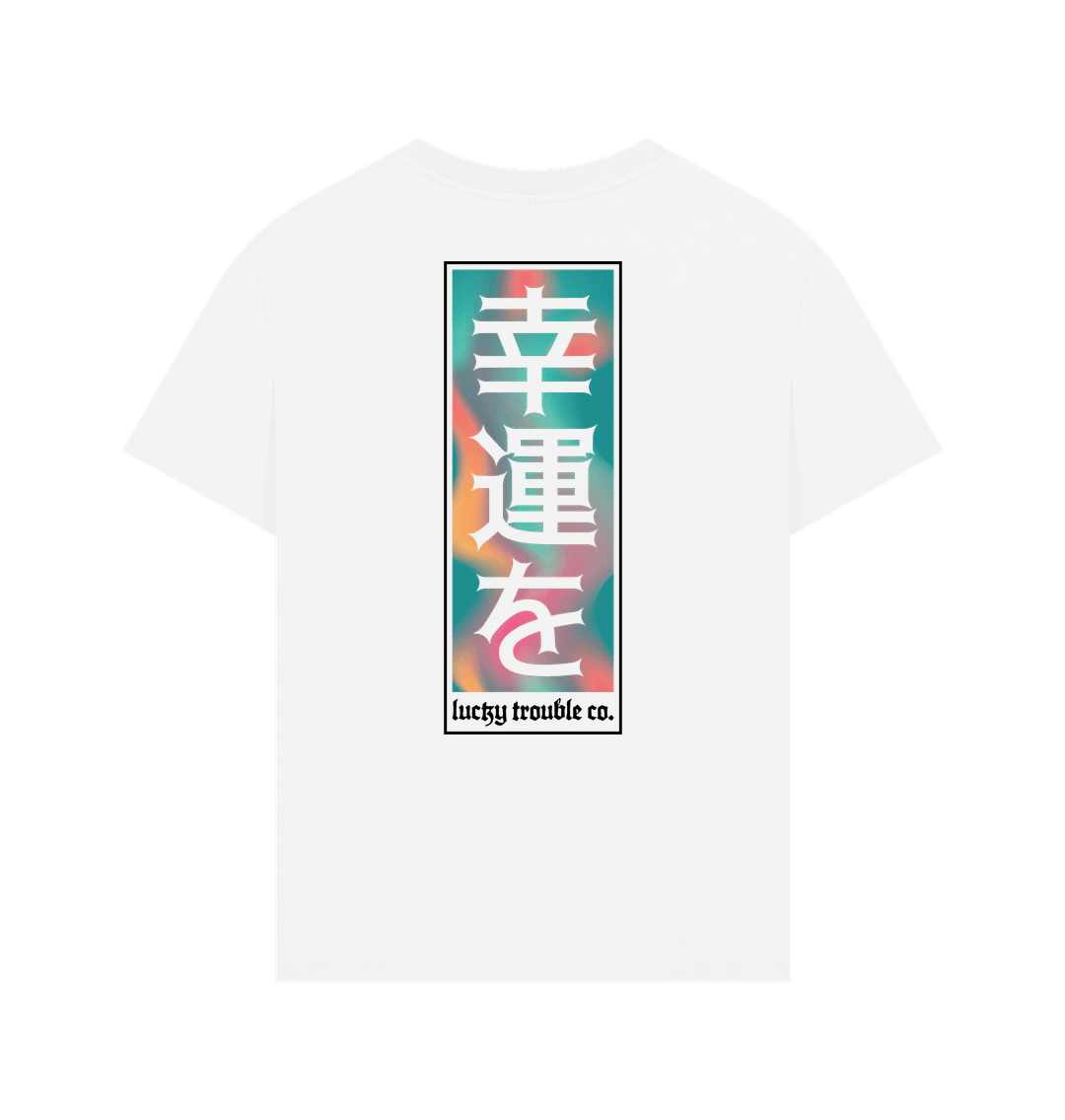 "Good Fortune" Oversized Tee - White/Green