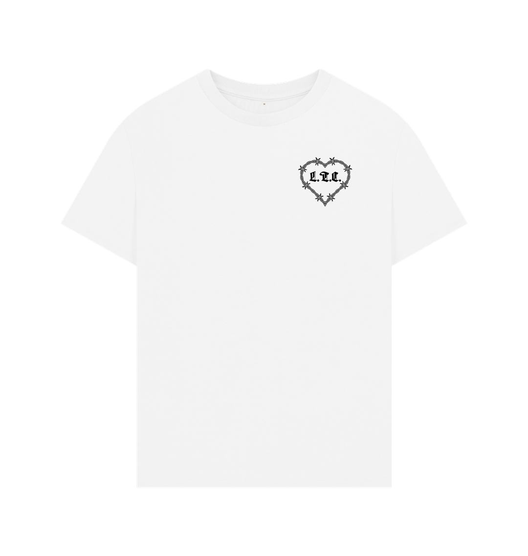 White Barbed Heart Oversized Tee - White