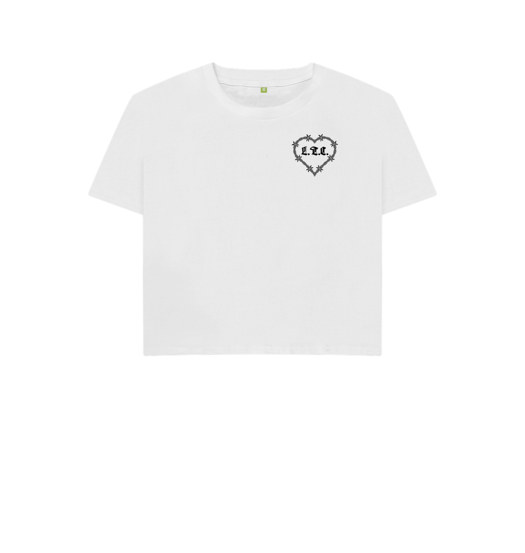 White Barbed Heart Women's Boxy Tee - White