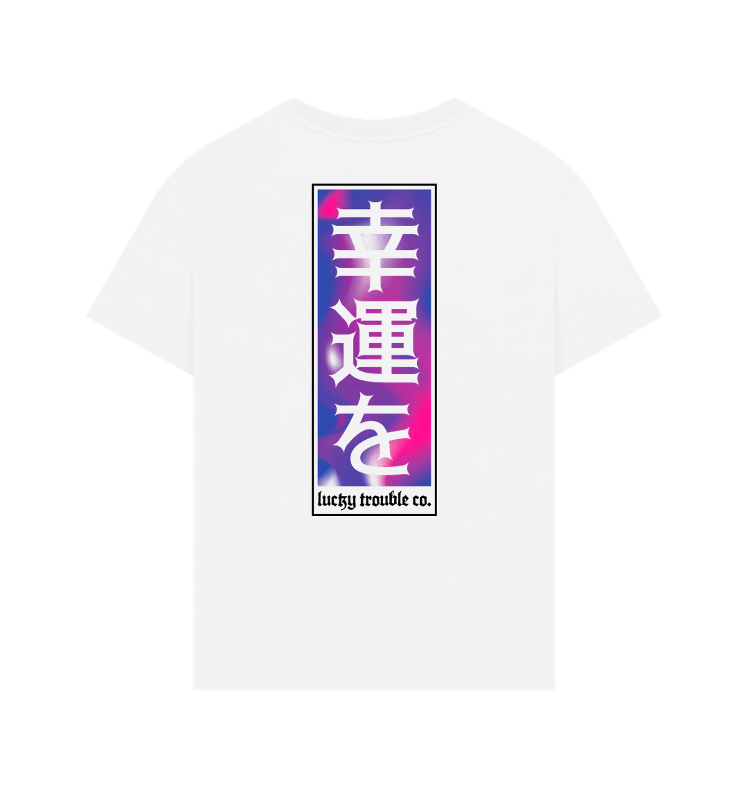"Good Fortune" Oversized Tee - White/Purple