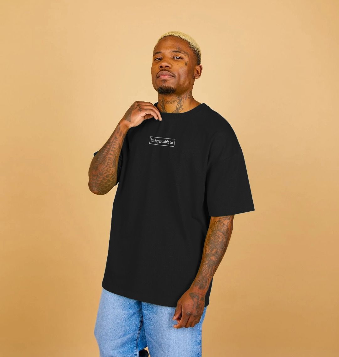 "Good Fortune" Oversized Tee - Black/Purple