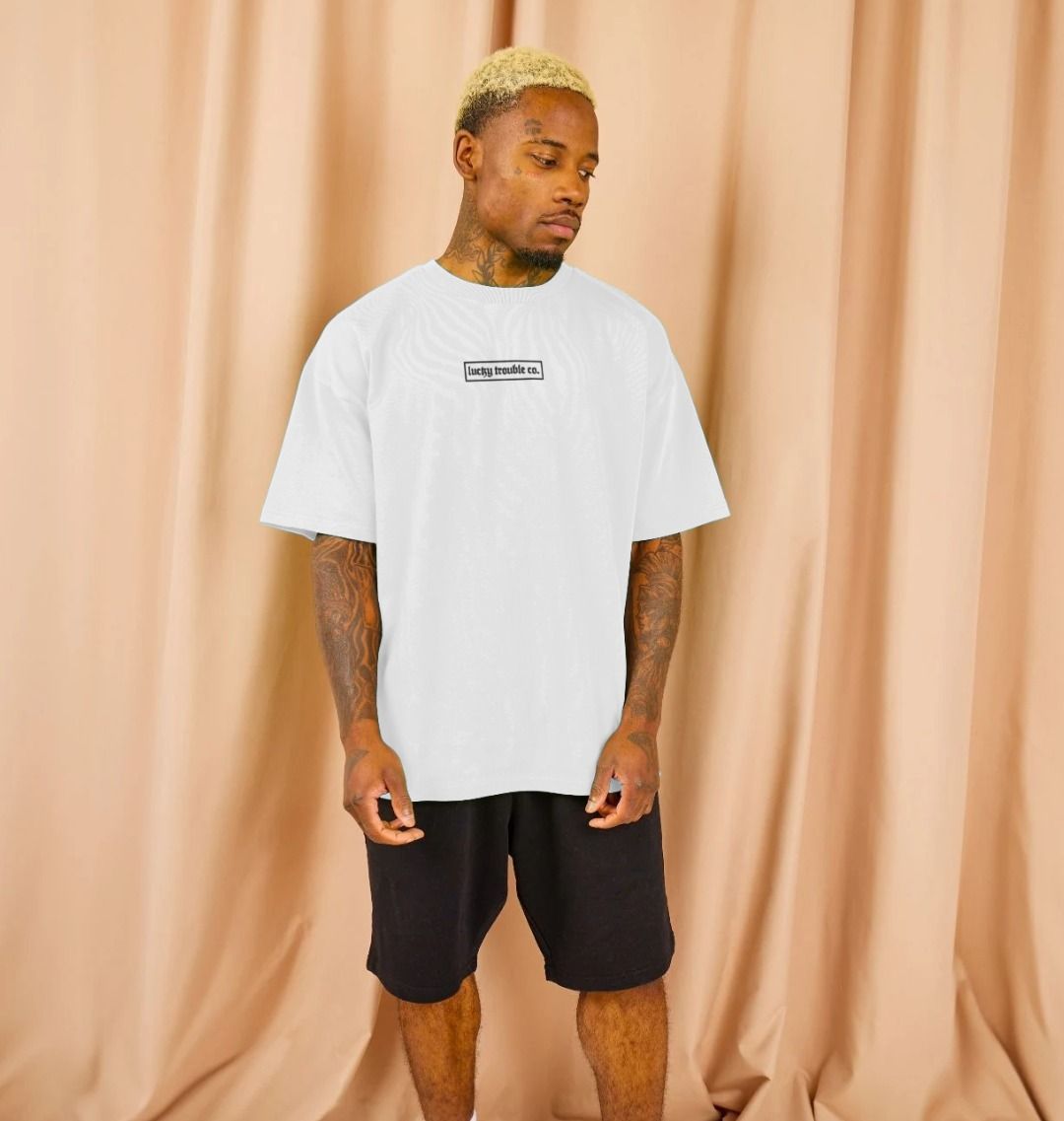 "Good Fortune" Oversized Tee - White/Purple