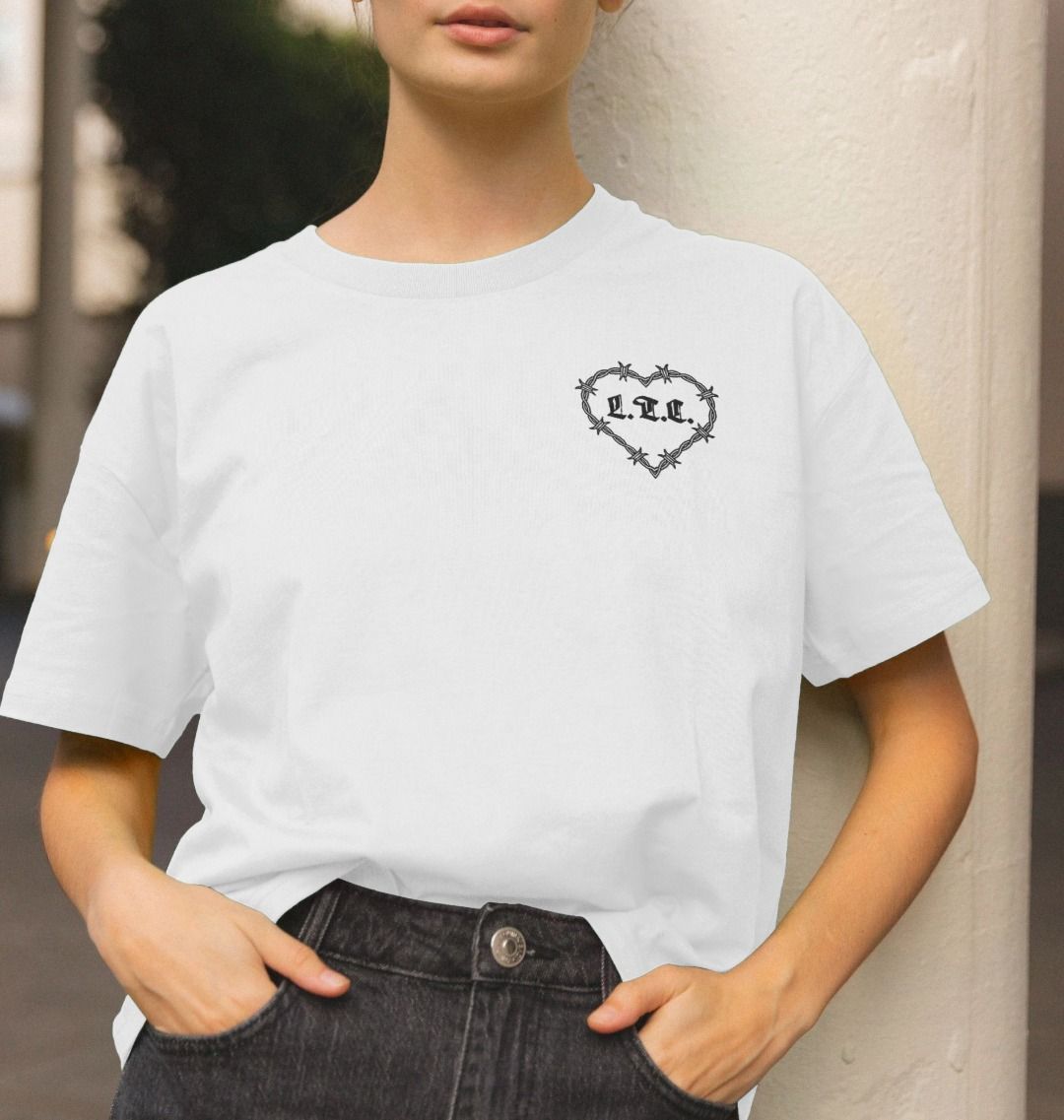 Barbed Heart Women's Boxy Tee - White