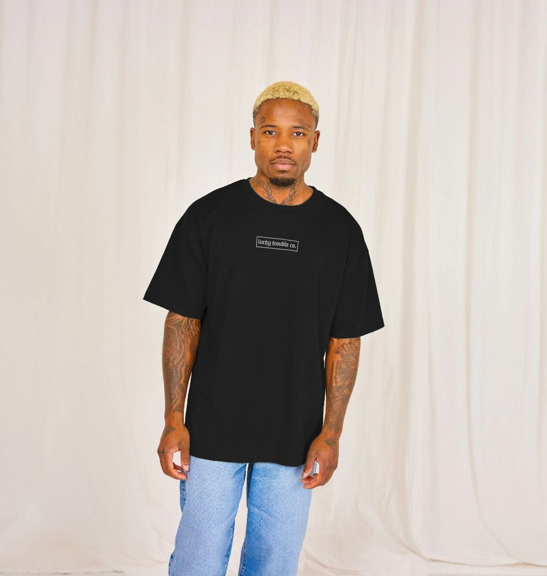 "Good Fortune" Oversized Tee - Black/Green
